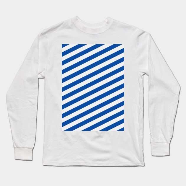 Leicester City Blue and White Angled Stripes Long Sleeve T-Shirt by Culture-Factory